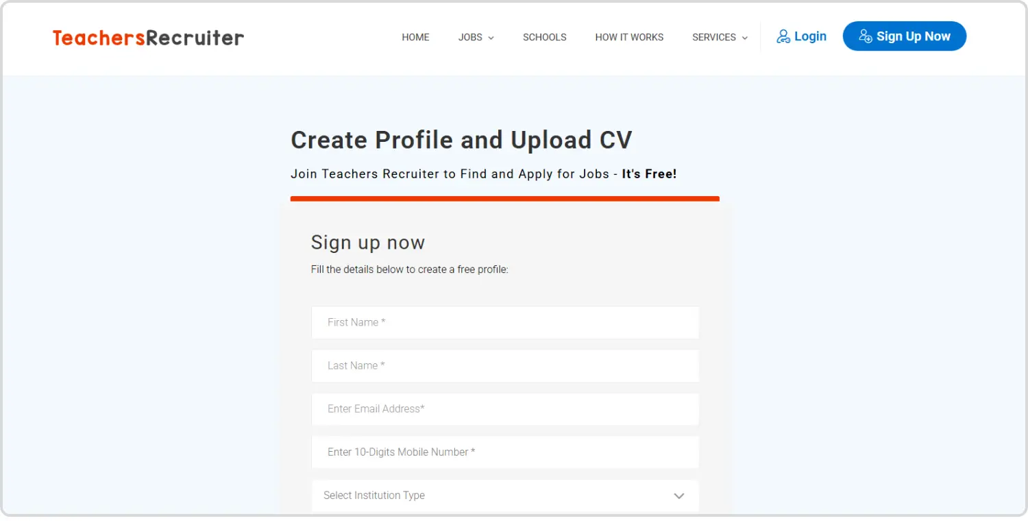 Register or singnup to teachers recruiter for free